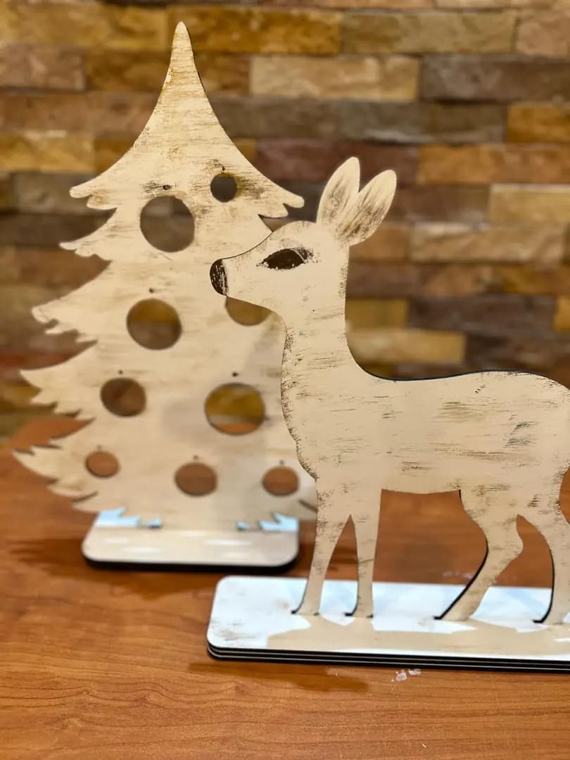 Carved Tree and Fawn