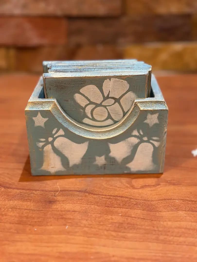 Floral Stencil Coaster Holder