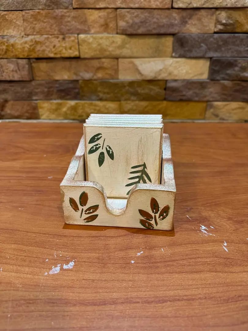 Leaf Stencil Coaster Set
